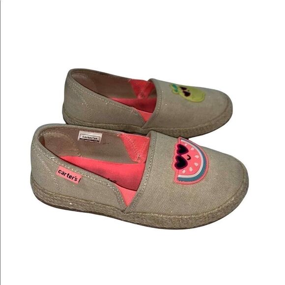 Carter's Khaki Watermelon & Lemon Ari Alpargatas Size 13 - Picture 2 of 5